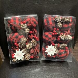 Christmas Shatter Proof Red-Black Ornament Bundle 2 packs=12 total New